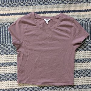 Organic Basics Mauve Crop T-Shirt Short Sleeve